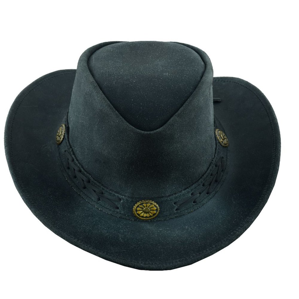 Lesa Collection Sahara Leather Hats Western Style  Cowboy hat Unisex Black